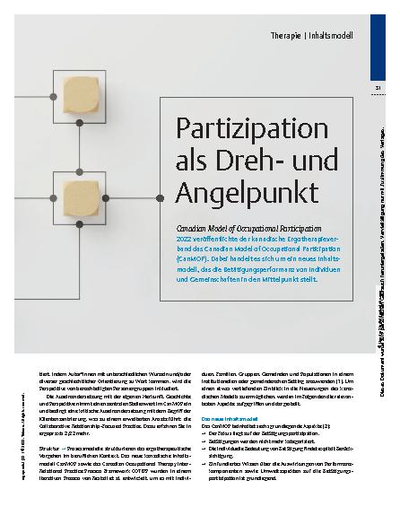 Vorschauseite 2: Partizipation als Dreh- und Angelpunkt – Canadian Model of Occupational Participation