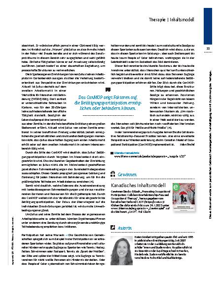 Vorschauseite 4: Partizipation als Dreh- und Angelpunkt – Canadian Model of Occupational Participation
