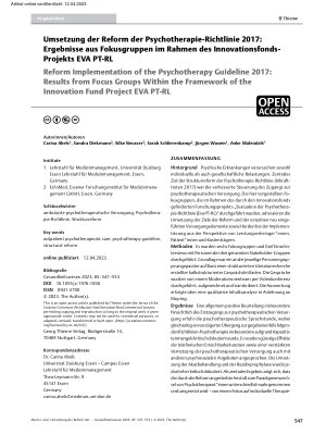 Vorschauseite 1: Umsetzung der Reform der Psychotherapie-Richtlinie 2017: Ergebnisse aus Fokusgruppen im Rahmen des Innovationsfonds-Projekts EVA PT-RL