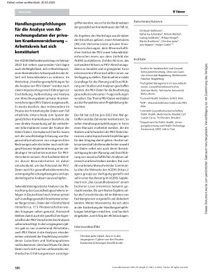 Vorschauseite 1: Handlungsempfehlungen für die Analyse von Abrechnungsdaten der privaten Krankenversicherung – Arbeitskreis hat sich konstituiert