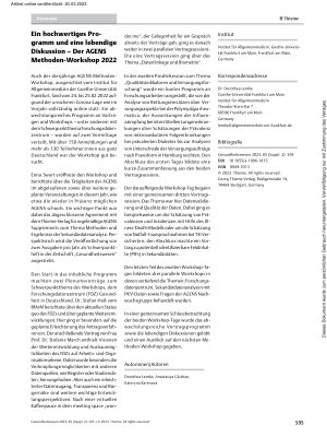 Vorschauseite 1: Ein hochwertiges Programm und eine lebendige Diskussion – Der AGENS Methoden-Workshop 2022