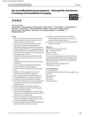 Vorschauseite 1: Das Gesundheitsdatennutzungsgesetz – Potenzial für eine bessere Forschung und Gesundheitsversorgung