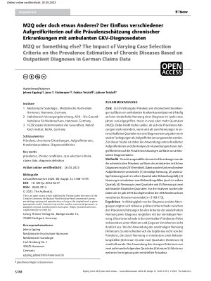 Vorschauseite 1: M2Q oder doch etwas Anderes? Der Einfluss verschiedener Aufgreifkriterien auf die Prävalenzschätzung chronischer Erkrankungen mit ambulanten GKV-Diagnosedaten