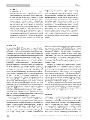 Vorschauseite 2: Versorgungsforschung in Deutschland in Zeiten von COVID-19: Wie beeinflusst die Pandemie Forschungsprozesse, Methoden und die persönliche Situation von Forschenden? Eine Online-Be…