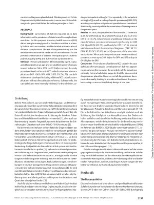 Vorschauseite 2: Entwicklung und interne Validierung von Falldefinitionen für die Prävalenzschätzung mikrovaskulärer Komplikationen des Diabetes in Routinedaten