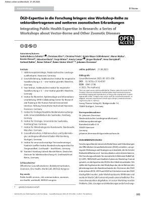 Vorschauseite 1: ÖGD-Expertise in die Forschung bringen: eine Workshop-Reihe zu vektorübertragenen und weiteren zoonotischen Erkrankungen