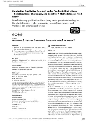 Vorschauseite 1: Durchführung qualitativer Forschung unter pandemiebedingten Einschränkungen – Überlegungen, Herausforderungen und Vorteile: Ein Erfahrungsbericht