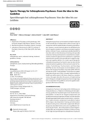 Vorschauseite 1: Sporttherapie bei schizophrenen Psychosen: Von der Idee bis zur Leitlinie