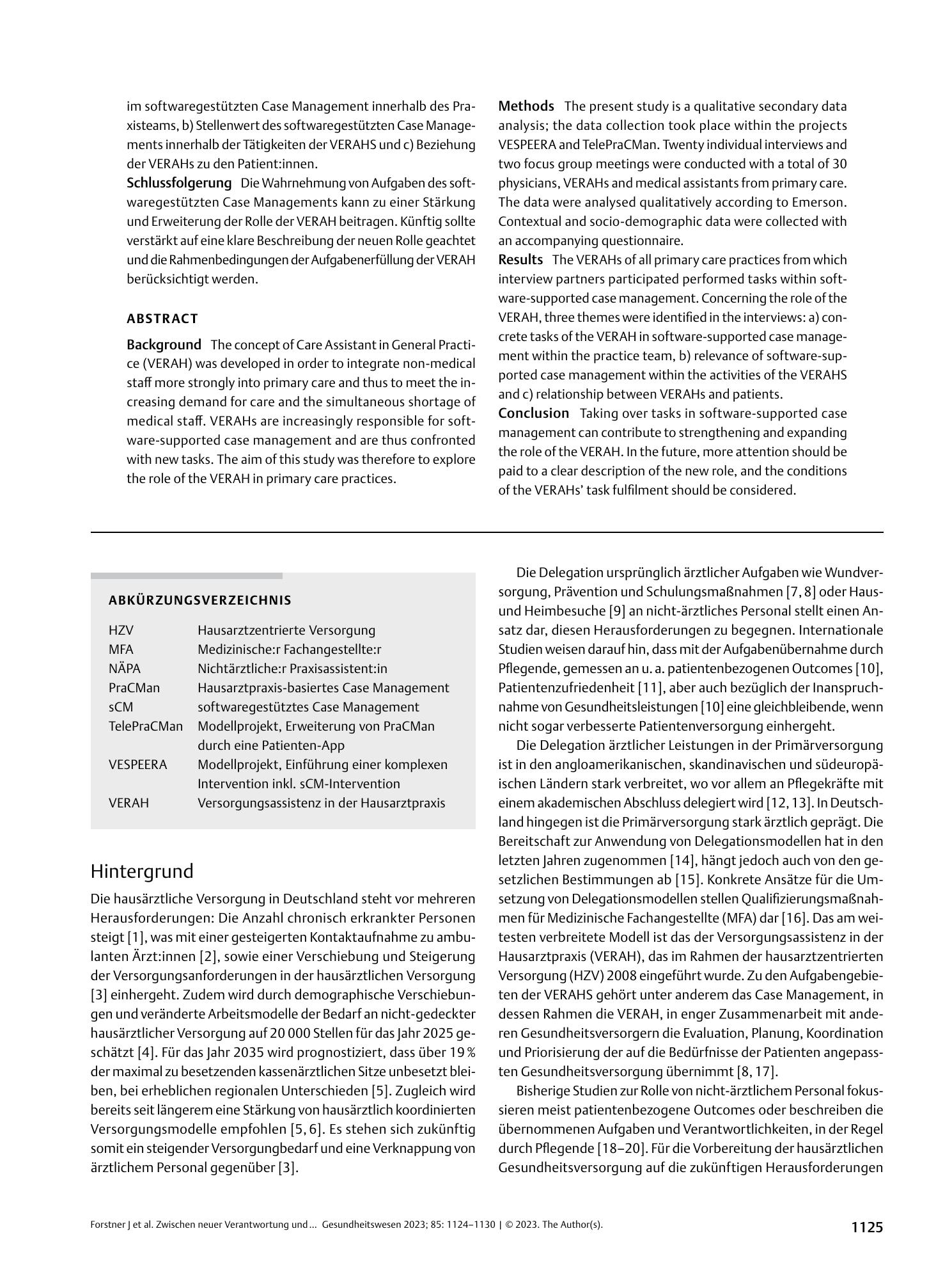 Vorschauseite 2: Zwischen neuer Verantwortung und Routinetätigkeit: Die Rolle der VERAH in der hausärztlichen Versorgung – Eine qualitative Sekundärdatenanalyse am Beispiel des softwaregestützten…
