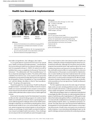 Vorschauseite 1: Health Care Research & Implementation