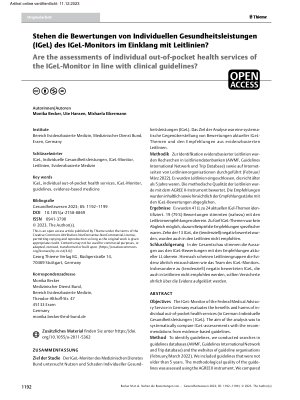 Vorschauseite 1: Stehen die Bewertungen von Individuellen Gesundheitsleistungen (IGeL) des IGeL-Monitors im Einklang mit Leitlinien?