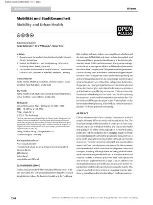 Vorschauseite 1: Mobilität und StadtGesundheit