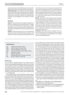 Vorschauseite 2: Vereinbarkeit von Erwerbstätigkeit und häuslicher Pflege: Einflussfaktoren auf eine pflegebedingte Erwerbstätigkeitsreduktion und arbeitsbezogene Wünsche pflegender Angehöriger