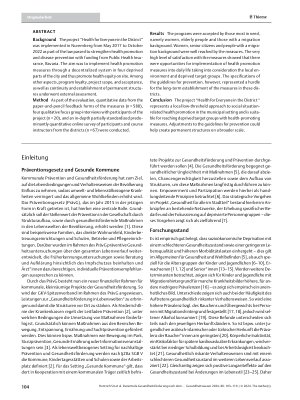 Vorschauseite 2: Dezentrale Gesundheitsförderung nach dem Präventionsgesetz in Nürnberg: Evaluationsergebnisse und Erfahrungen aus dem Projekt „Gesundheit für alle im Stadtteil“