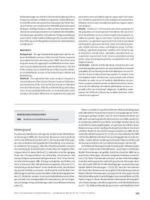 Vorschauseite 2: Determinanten zur Inanspruchnahme von Rehabilitationsleistungen vor Eintritt in die Erwerbsminderung: Zeitreihenanalyse von Versicherten der Deutschen Rentenversicherung Bund in B…