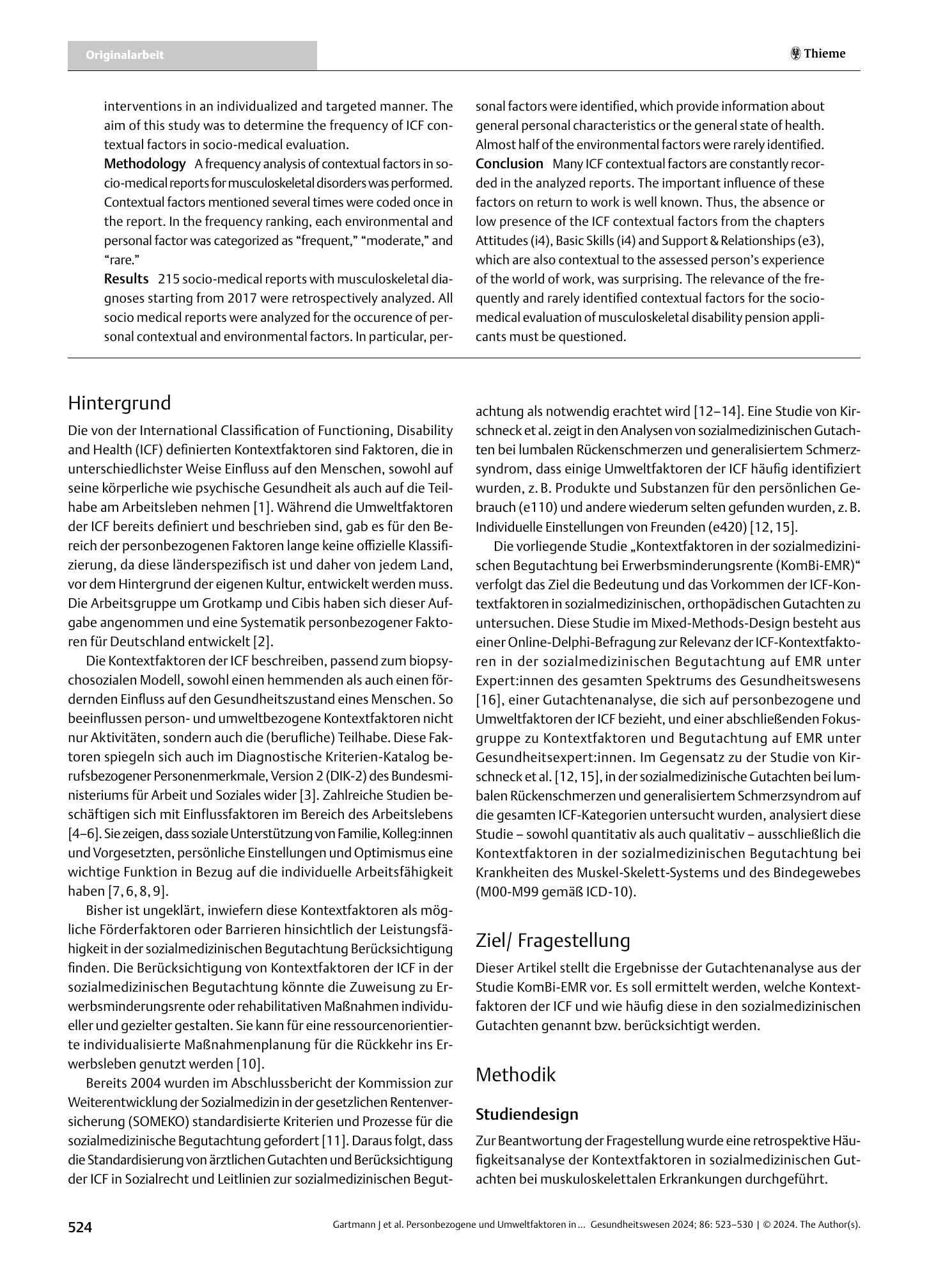 Vorschauseite 2: Personbezogene und Umweltfaktoren in sozialmedizinischen orthopädischen Gutachten