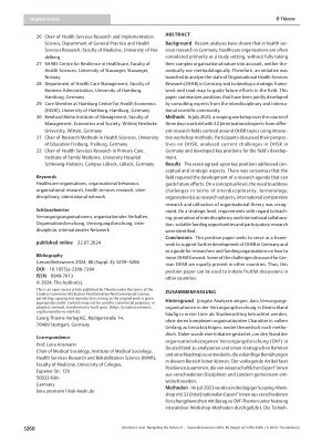 Vorschauseite 2: Navigating the Future of Organisational Health Services Research in Germany and beyond: a Position Paper