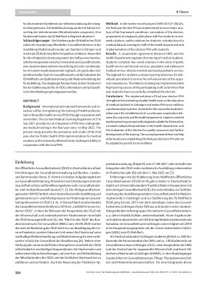 Vorschauseite 2: Die Etablierung des Wahlfachs „Öffentliches Gesundheitswesen“ im Praktischen Jahr für Medizinstudierende der Universitätsmedizin Göttingen – Ergebnisse aus dem UNITE-Projekt