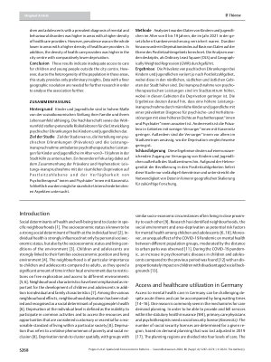 Vorschauseite 2: Spatial and Socioeconomic Patterns of Mental Health and Healthcare Utilization in Cologne, Germany