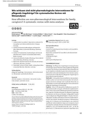 Vorschauseite 1: Wie wirksam sind nicht-pharmakologische Interventionen für pflegende Angehörige? Ein systematisches Review mit Metaanalysen
