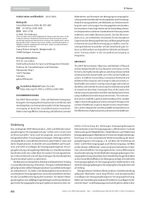 Vorschauseite 2: DNVF Memorandum – Ziele und Methoden bewegungsbezogener Versorgungsforschung