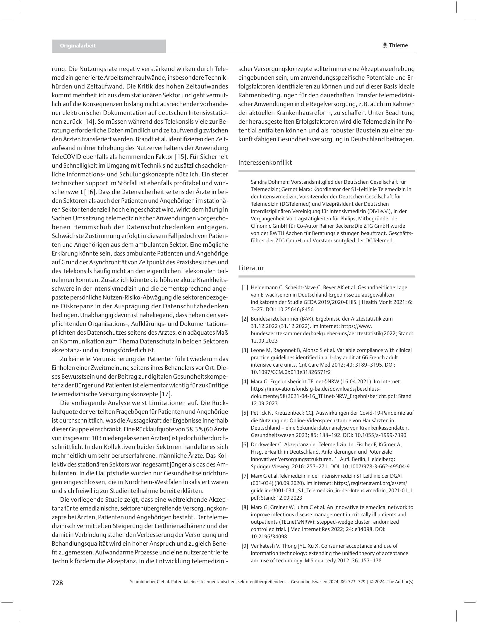 Vorschauseite 6: Potential eines telemedizinischen, sektorenübergreifenden Versorgungskonzeptes zur Qualitätssteigerung der Gesundheitsversorgung aus Nutzersicht – eine Akzeptanzanalyse der TELnet…