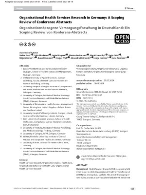 Vorschauseite 1: Organisational Health Services Research in Germany: A Scoping Review of Conference Abstracts