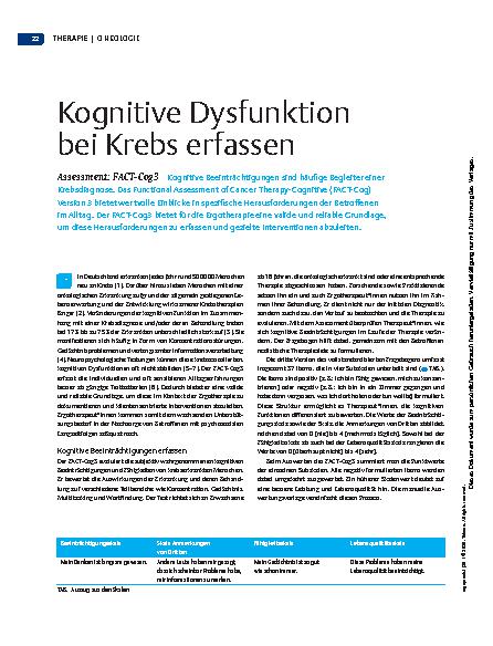 Vorschauseite 1: Kognitive Dysfunktion bei Krebs erfassen – Assessment: FACT-Cog3