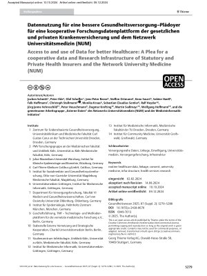Vorschauseite 1: Datennutzung für eine bessere Gesundheitsversorgung – Plädoyer für eine kooperative Forschungsdatenplattform der gesetzlichen und privaten Krankenversicherung und dem Netzwerk Uni…