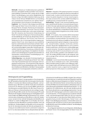 Vorschauseite 2: Entwicklung einer Checkliste zur Patient*innenbeteiligung in der Forschung – Eine qualitative Studie innerhalb eines Graduiertenkollegs zum Thema Depression