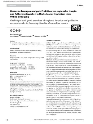 Vorschauseite 1: Herausforderungen und gute Praktiken von regionalen Hospizund Palliativnetzwerken in Deutschland: Ergebnisse einer Online-Befragung