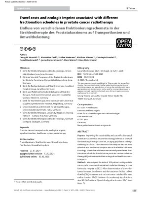Vorschauseite 1: Travel costs and ecologic imprint associated with different fractionation schedules in prostate cancer radiotherapy