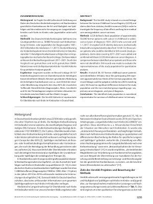 Vorschauseite 2: Bildung einer Kohorte zur Untersuchung der medizinischen Versorgung nach einer Krebserkrankung im Kindesoder Jugendalter (VersKiK-Kohorte) mittels Record-Linkage zwischen Deutsche…