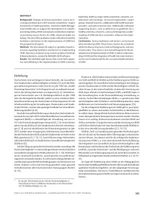 Vorschauseite 2: Förderfaktoren und Barrieren bei der Implementierung eines Hochschulischen Gesundheitsmanagements – Eine qualitative Studie