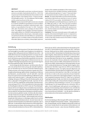 Vorschauseite 2: Die zahnärztliche Früherkennungsuntersuchung – eine systematische Analyse des Informationsgehalts nationaler Kinderzahnarztpässe