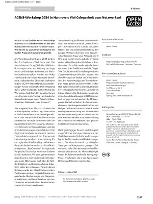Vorschauseite 1: AGENS-Workshop 2024 in Hannover: Viel Gelegenheit zum Netzwerken!