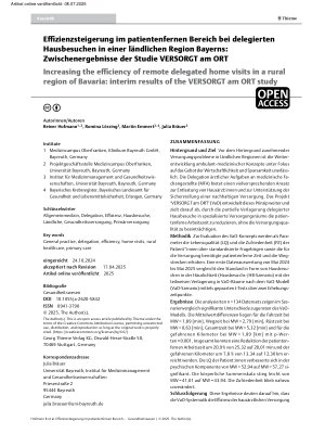 Vorschauseite 1: Effizienzsteigerung im patientenfernen Bereich bei delegierten Hausbesuchen in einer ländlichen Region Bayerns: Zwischenergebnisse der Studie VERSORGT am ORT