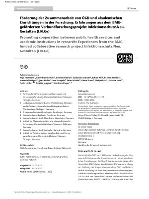 Vorschauseite 1: Förderung der Zusammenarbeit von ÖGD und akademischen Einrichtungen in der Forschung: Erfahrungen aus dem BMG-geförderten Verbundforschungsprojekt Infektionsschutz. Neu. Gestalten…