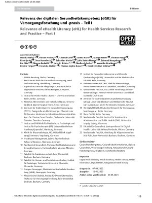 Vorschauseite 1: Relevanz der digitalen Gesundheitskompetenz (dGK) für Versorgungsforschung und -praxis – Teil I