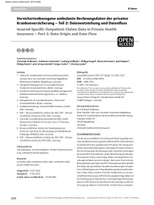 Vorschauseite 1: Versichertenbezogene ambulante Rechnungsdaten der privaten Krankenversicherung – Teil 2: Datenentstehung und Datenfluss