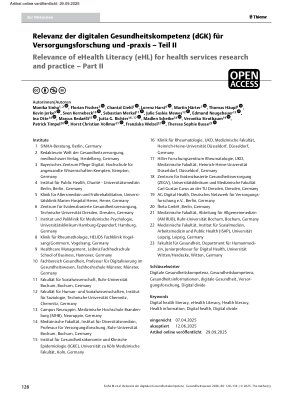 Vorschauseite 1: Relevanz der digitalen Gesundheitskompetenz (dGK) für Versorgungsforschung und -praxis – Teil II