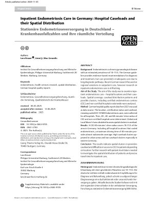 Vorschauseite 1: Inpatient Endometriosis Care in Germany: Hospital Caseloads and their Spatial Distribution