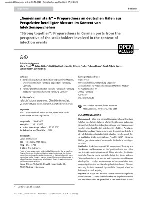 Vorschauseite 1: „Gemeinsam stark“ – Preparedness an deutschen Häfen aus Perspektive beteiligter Akteure im Kontext von Infektionsgeschehen