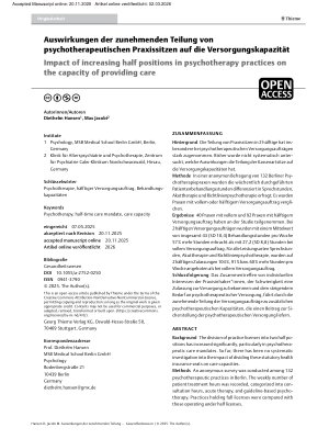 Vorschauseite 1: Auswirkungen der zunehmenden Teilung von psychotherapeutischen Praxissitzen auf die Versorgungskapazität