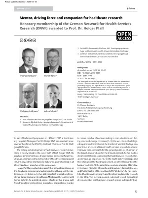 Vorschauseite 1: Mentor, driving force and companion for healthcare research