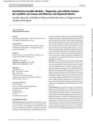 Vorschauseite 1: Geschlechtersensible Medizin – Regionale und zeitliche Analyse der Letalität von Frauen und Männern mit Myokard-Infarkt