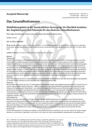Vorschauseite 1: Mobilitätsangebote in der hausärztlichen Versorgung: Ein Überblick bestehender Angebotstypen und Potenziale für das deutsche Gesundheitswesen