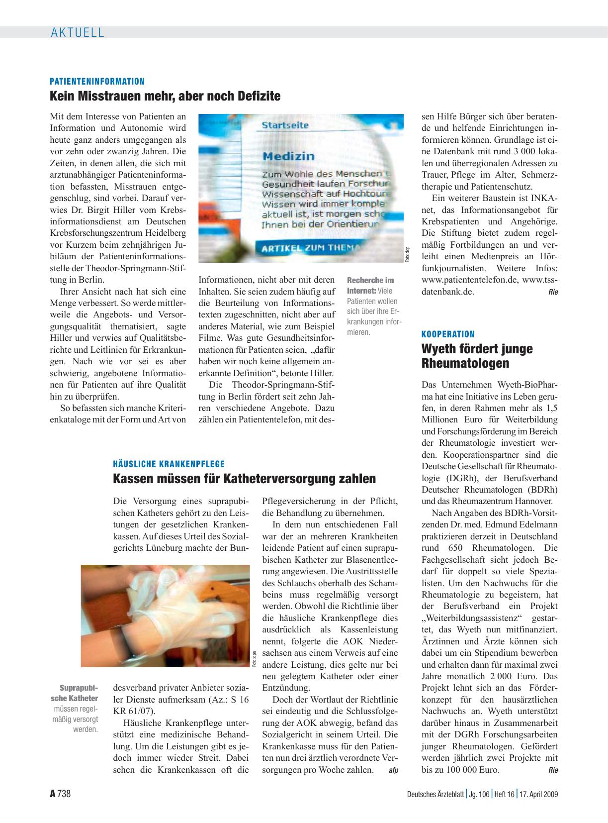 Vorschauseite 1: Häusliche Krankenpflege: Kassen müssen für Katheterversorgung zahlen