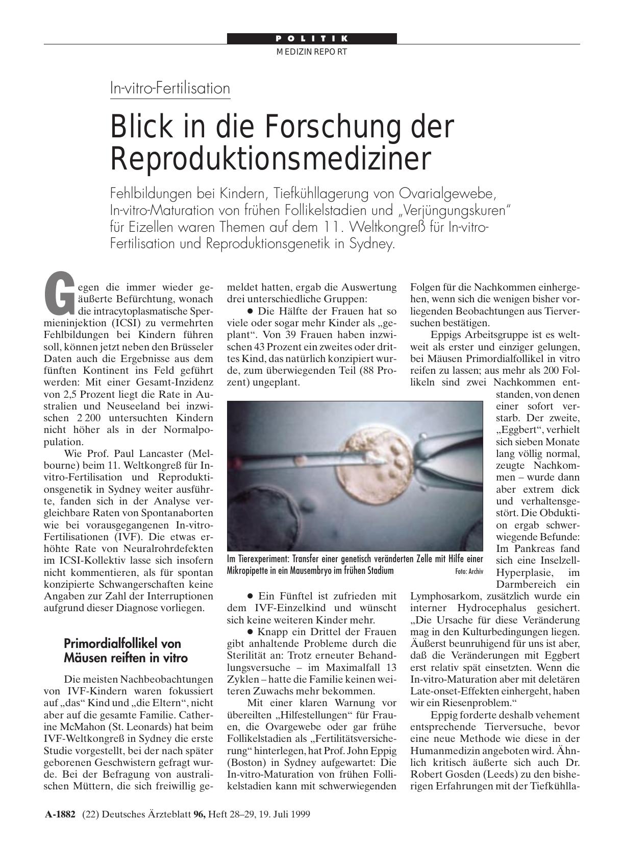 Vorschauseite 1: In-vitro-Fertilisation: Blick in die Forschung der Reproduktionsmediziner