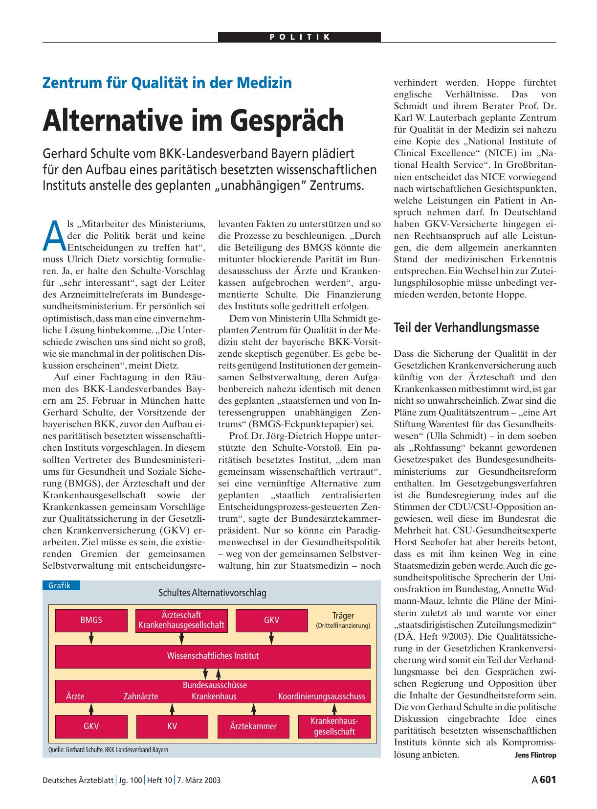 Vorschauseite 1: Zentrum für Qualität in der Medizin: Alternative im Gespräch